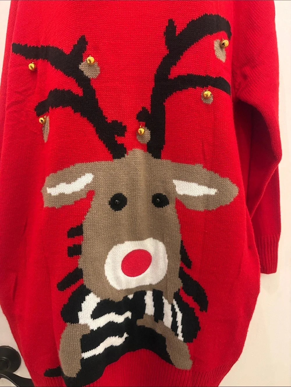 Women's Red Reindeer Turtleneck Sweater dress size L new